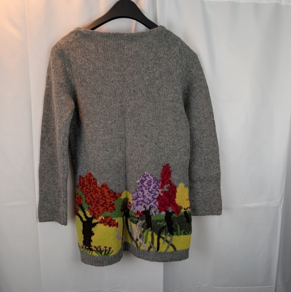 Ingrid Hass Gray Cardigan with Floral Design Size M In EUC - Picture 6 of 11